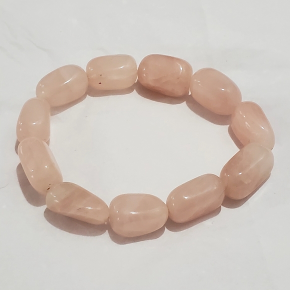 Chunky Rose Quartz Stretch Bracelet - Picture 2 of 4